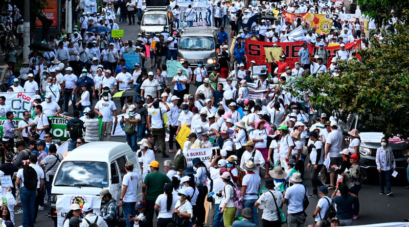 Multitudinaria marcha blanca y el quiebre de la unidad sindical