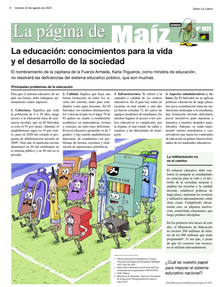 La Página de Maíz. Educación: conocimientos para la vida y el desarrollo de la sociedad.