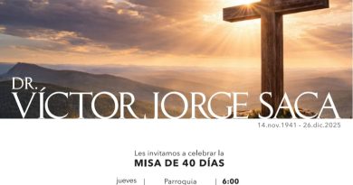 Invitación de Misa por los 40 días del fallecimiento del Dr. Víctor Jorge Saca.