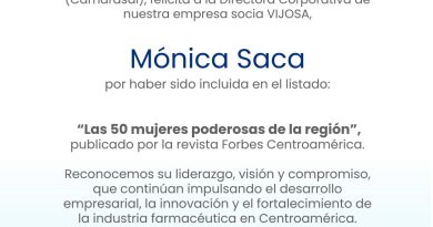 Felicitación a Mónica Saca. Directora corporativa de Laboratorios Vijosa.